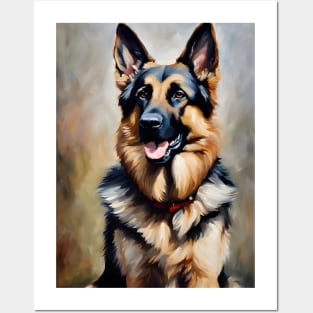 German Shepherd Dog Oil Painting Posters and Art